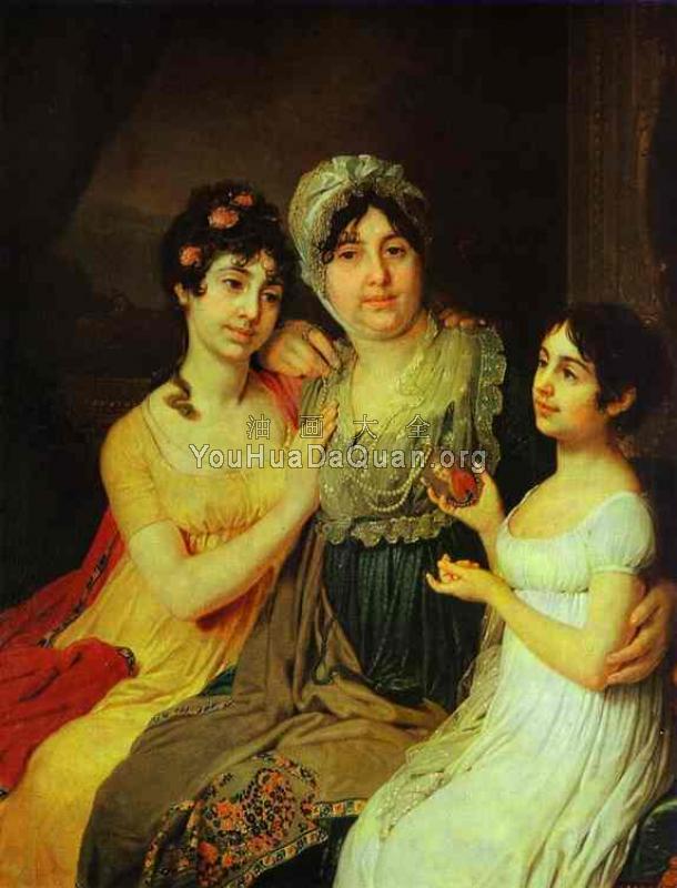 Portrait of Countess A. I. Bezborodko with Her Daughters - 弗拉基米尔·波罗维科夫斯基